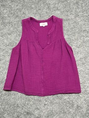 XiRENA Magenta Textured Sleeveless Cotton Tank